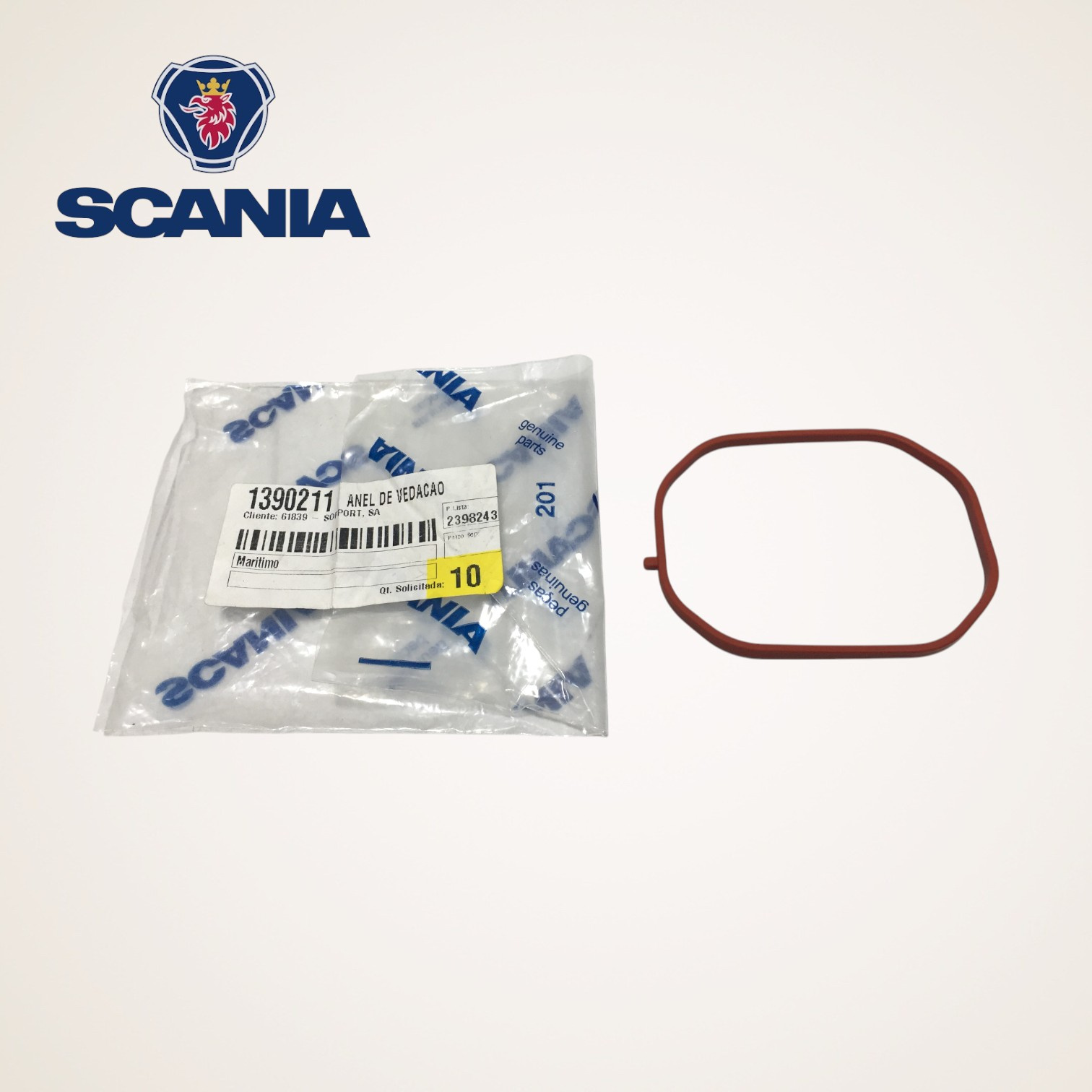 JUNTA DE BORRACHA COLETOR ADMISSAO ORIGINAL SERIE L-P-G-R-S-T - 1390211 - SCANIA