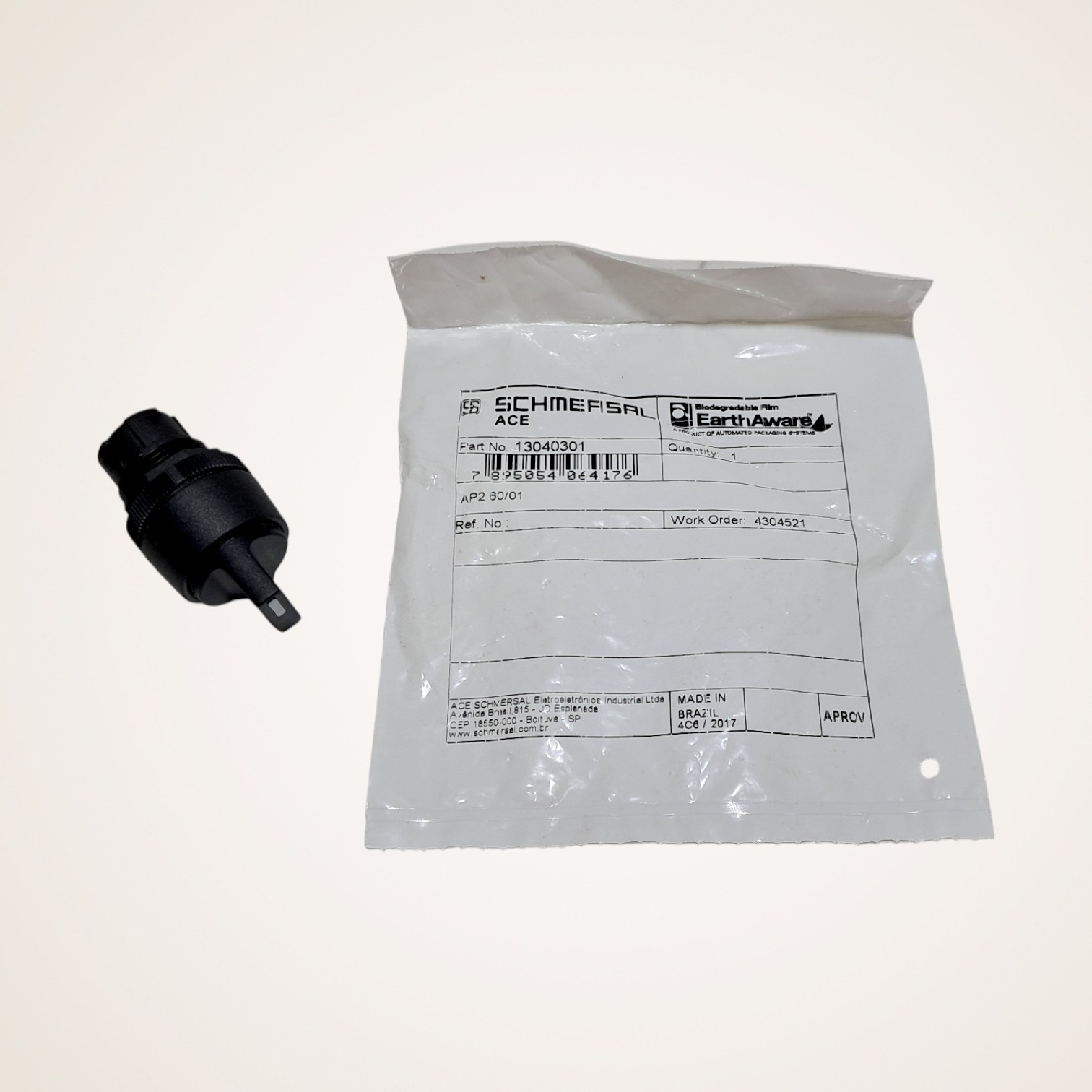 COMUTADOR COMANDO KNOB MANOPLA CURTA 22MM PRETO 2 POSIÇÕES - 13040301 - ACE SCHMERSAL