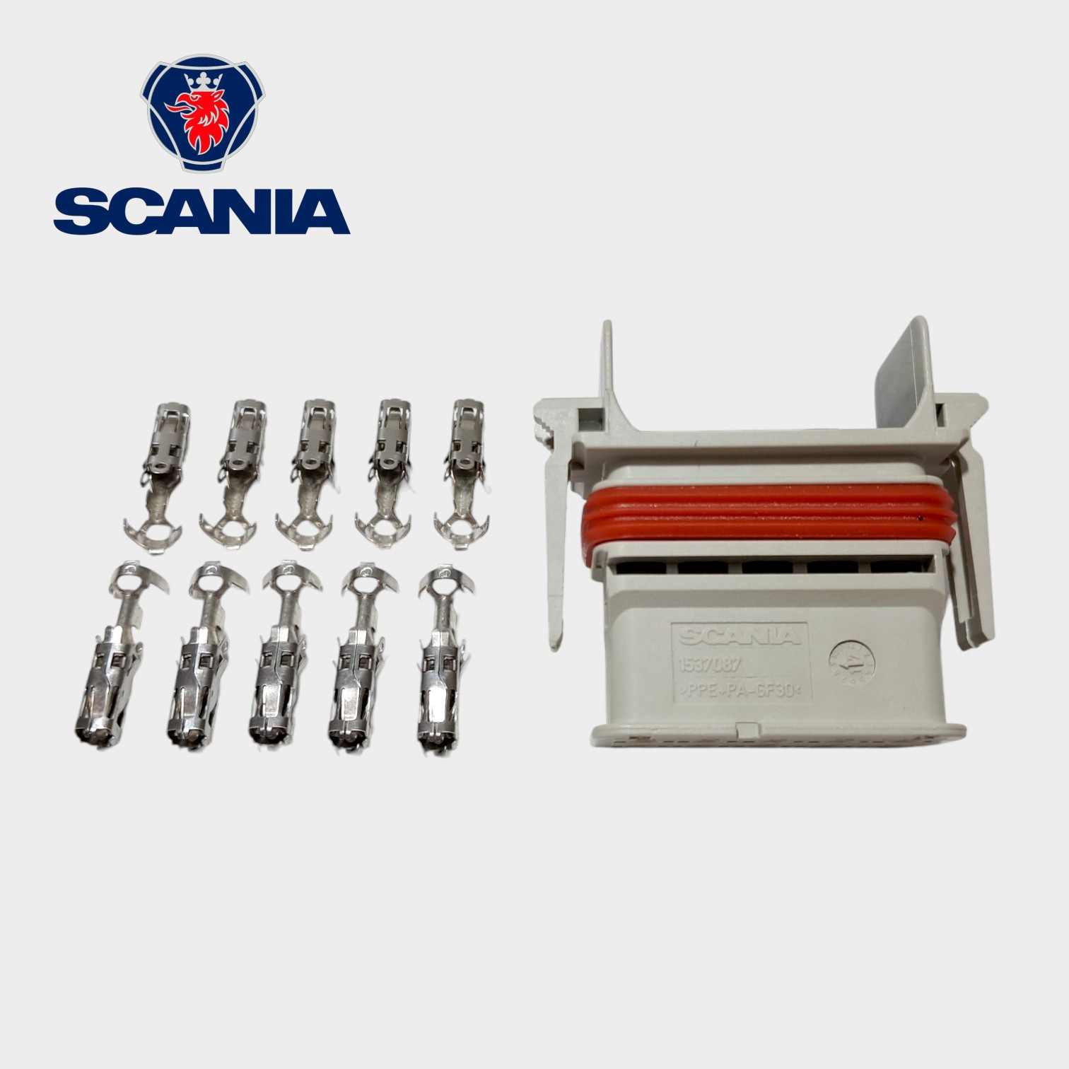 KIT CONECTOR ELETRICO COM TERMINAIS PARA MODULO ORIGINAL 10 VIAS CINZA SERIE 4/L-P-G-R-S-T - 1537087 - SCANIA