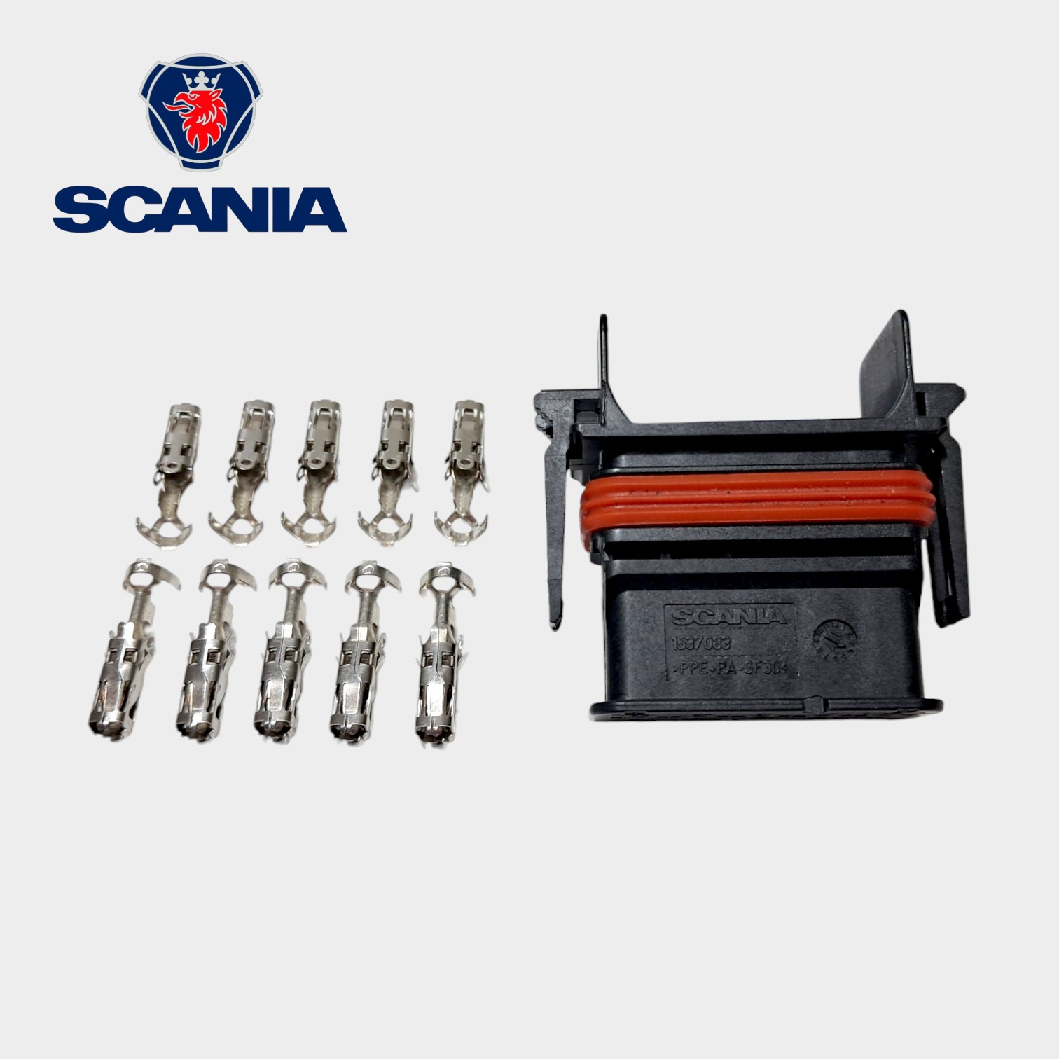 KIT CONECTOR ELETRICO COM TERMINAIS PARA MODULO ORIGINAL 10 VIAS PRETO SERIE 4/L-P-G-R-S-T - 1537083 - SCANIA