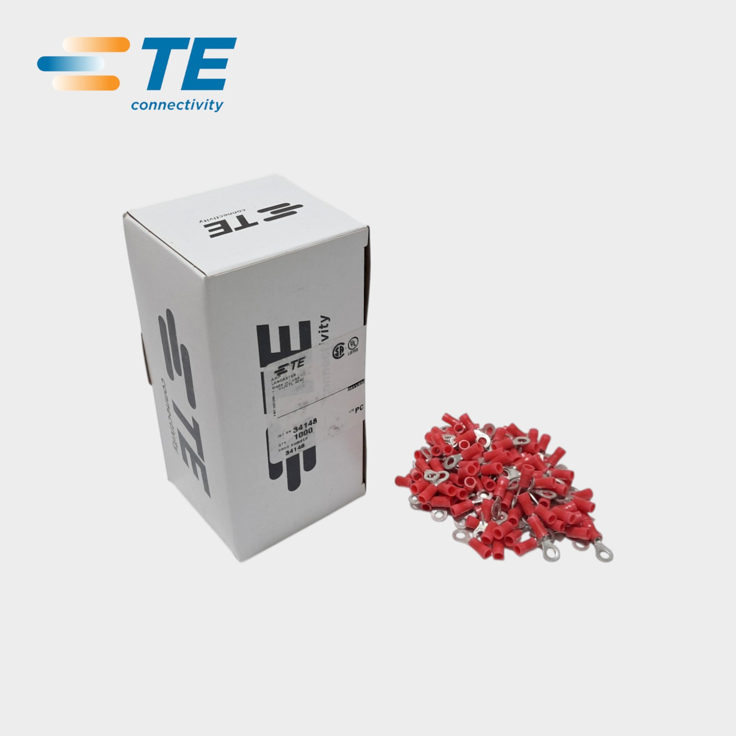 KIT TERMINAL AUTOMOTIVO OLHAL PRÉ ISOLADO FURO 4MM PARA FIO 0.26-1.65MM² VERMELHO - 34148 - TE CONNECTIVITY